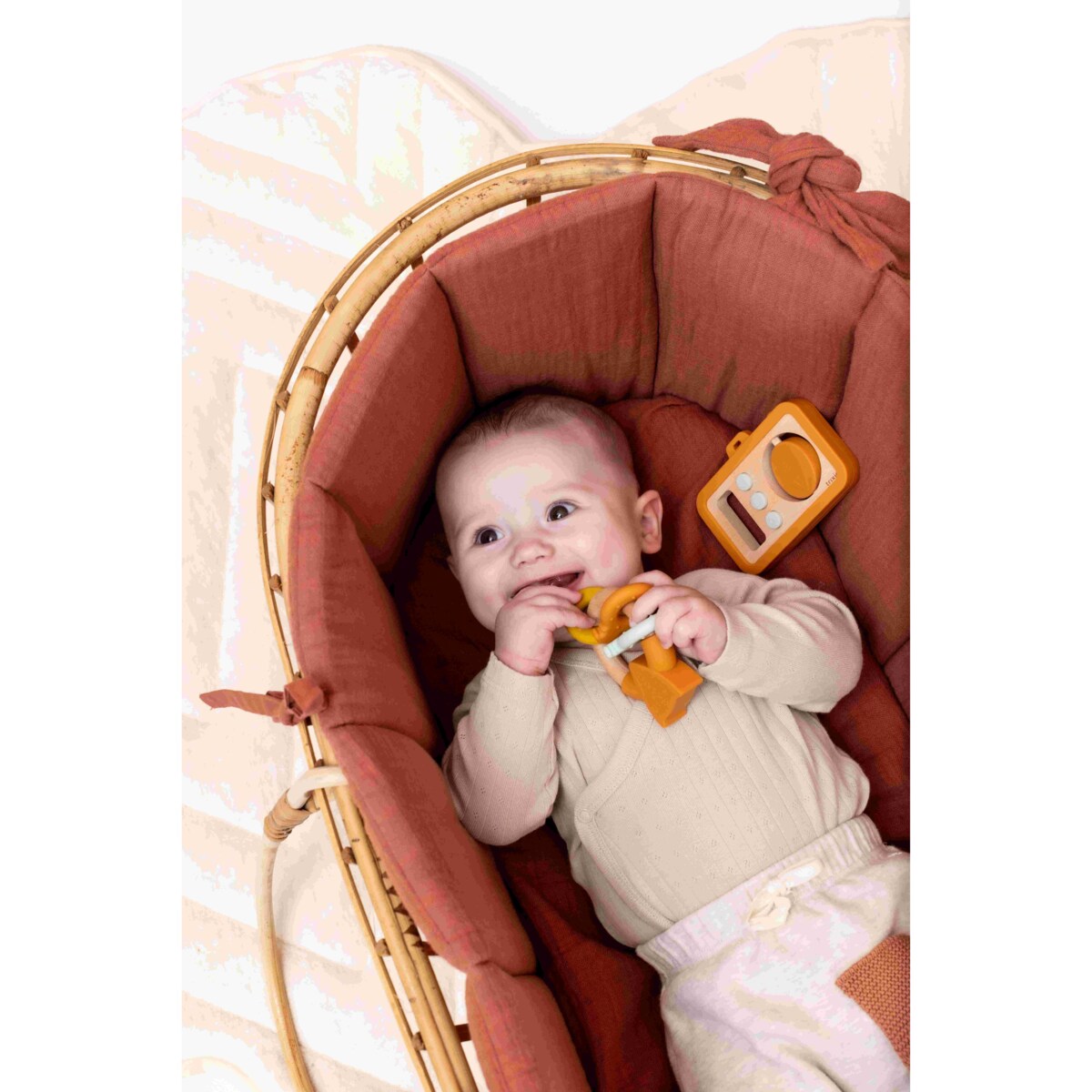 Drewniany gryzak - zestaw silikonowych kluczy Lis