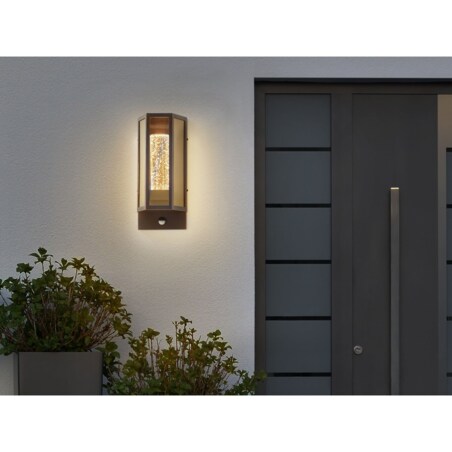 Lampa ścienna zewnętrzna LED z czujnikiem ruchu brązowa FRUID