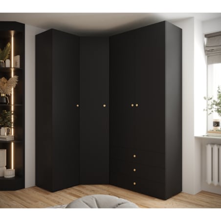 Garderoba wysoka do przedpokoju INOVA 2 Z6 czarny+złoty