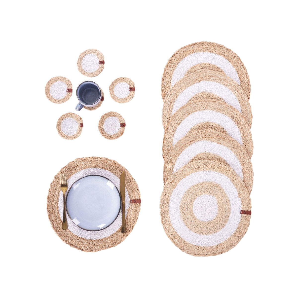 Zestaw 12 podkładek na stół TUMERIC Naturalny Juta