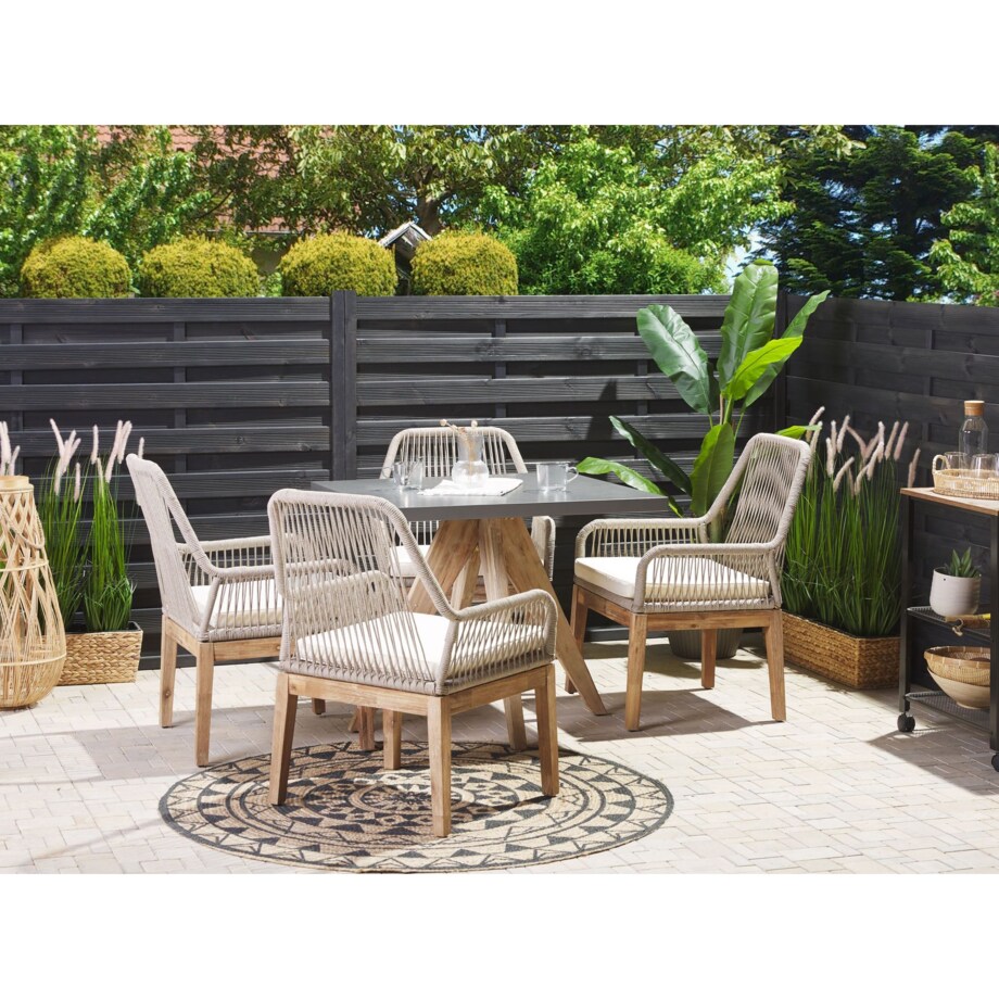 Zestaw ogrodowy dla 4 osób OLBIA z poduszkami Beton Beżowy