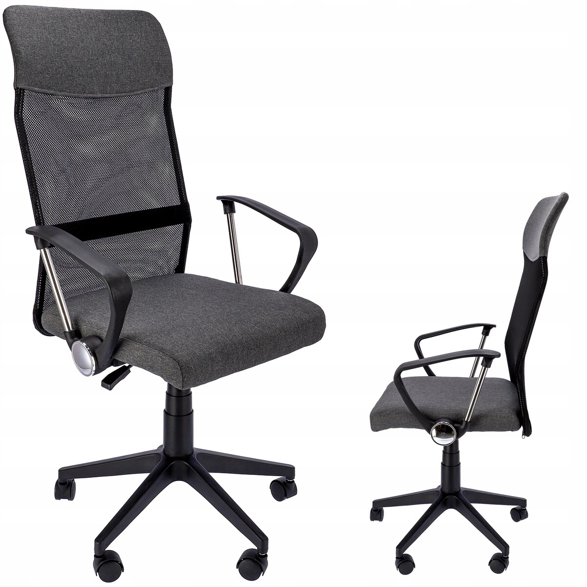 Fotel Krzesło Do Biurka Biura Zoom Tkanina Ciemna Szara