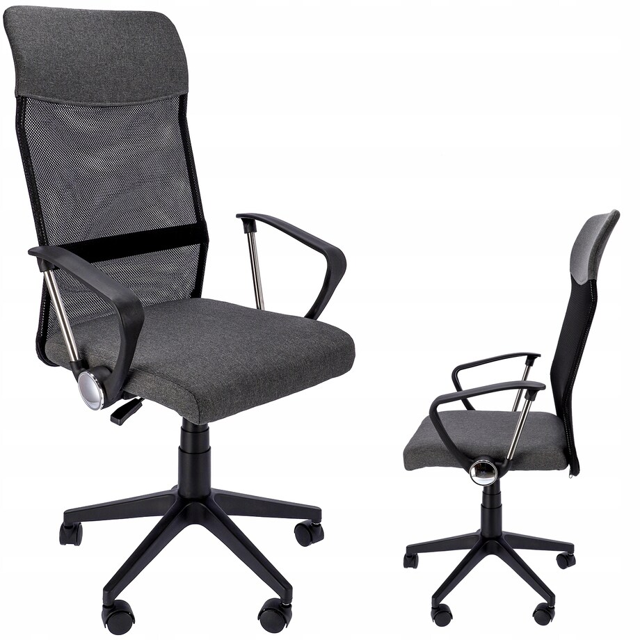 Fotel Krzesło Do Biurka Biura Zoom Tkanina Ciemna Szara