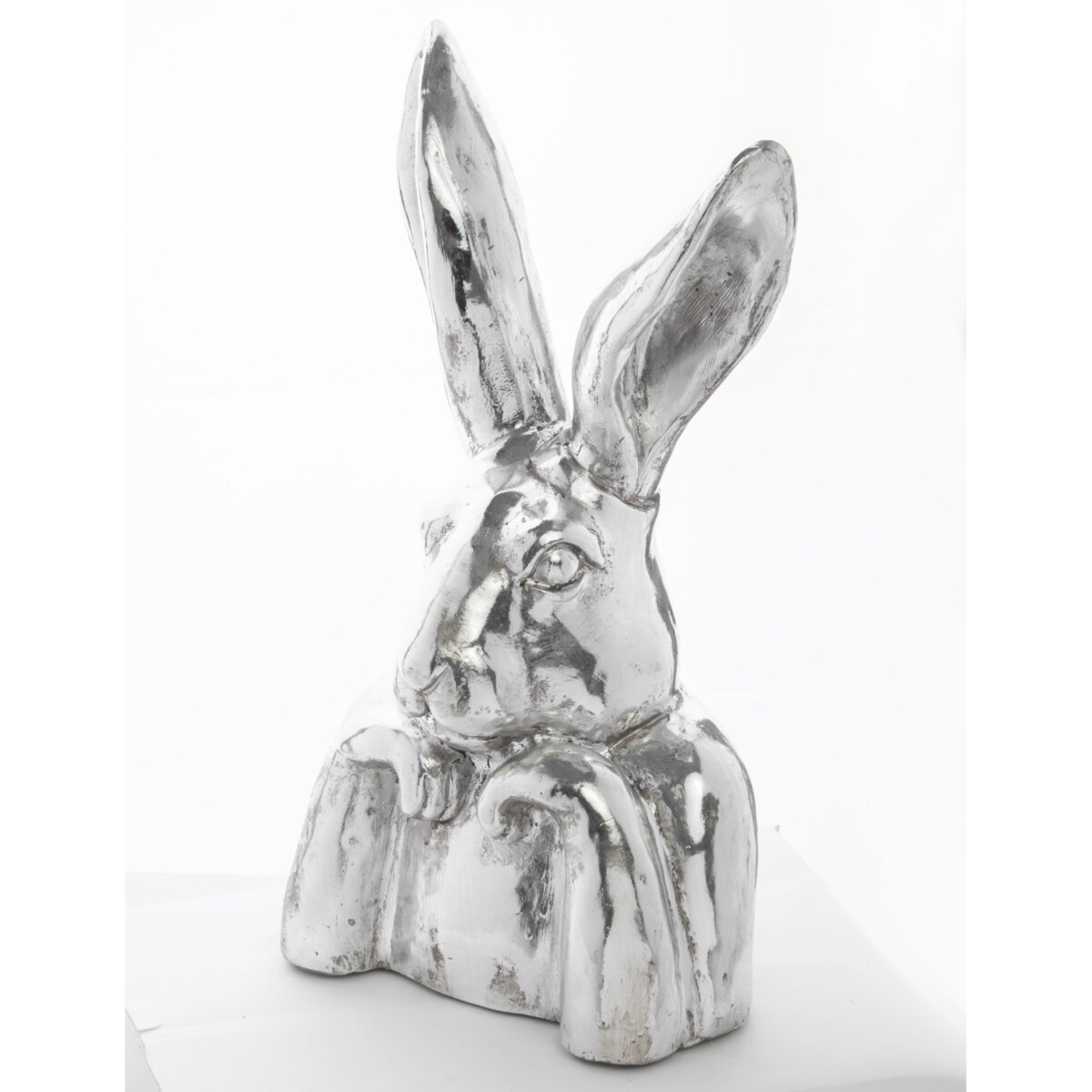 Figurka zamyślony królik 48x26x19,5 cm PREMURA srebrny