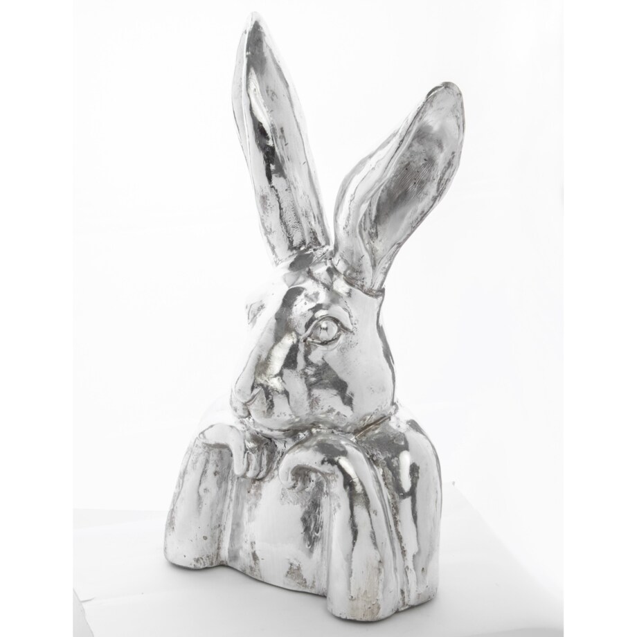 Figurka zamyślony królik 48x26x19,5 cm PREMURA srebrny