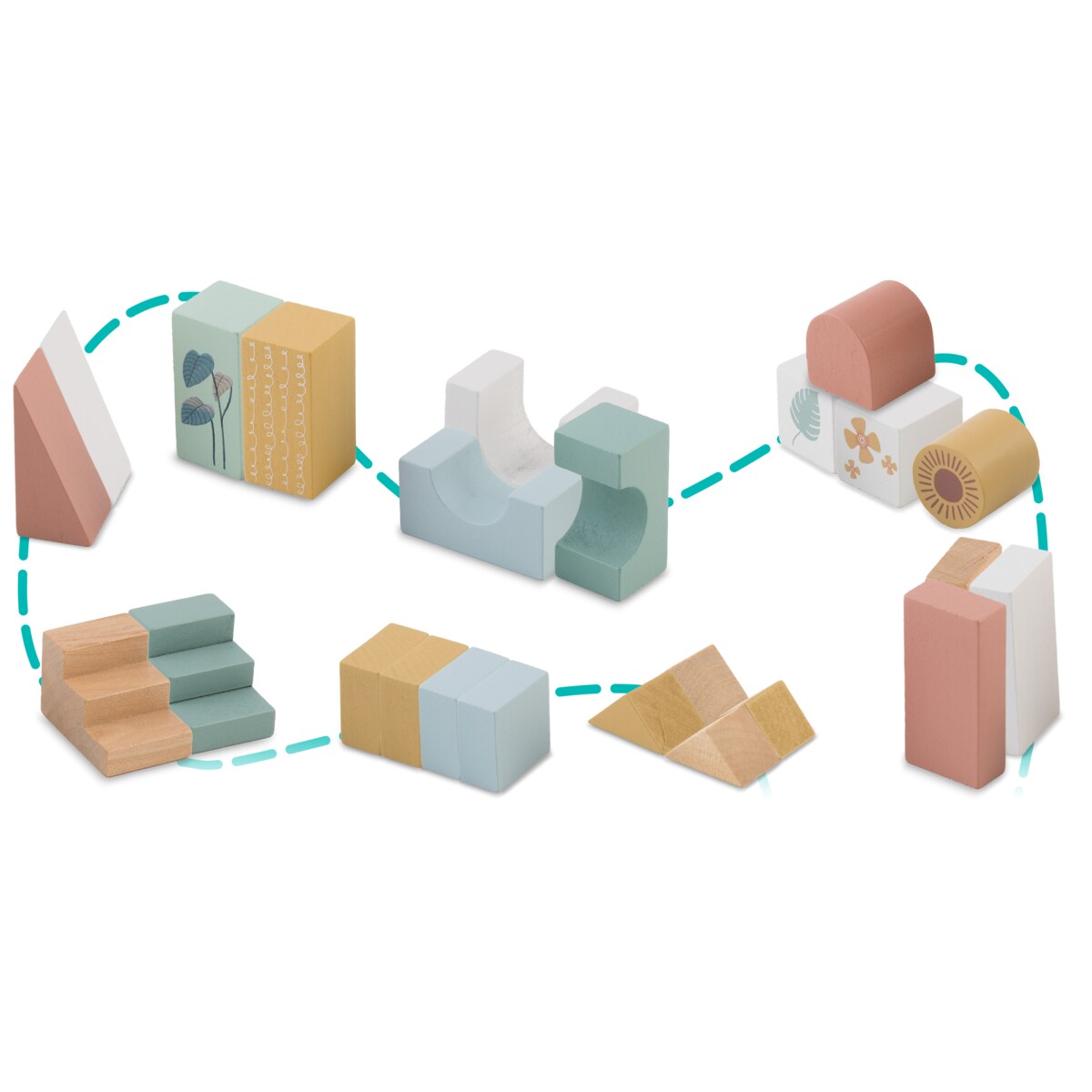 Zabawka drewniana edukacyjna układanka wózek do ciągnięcia Nukido