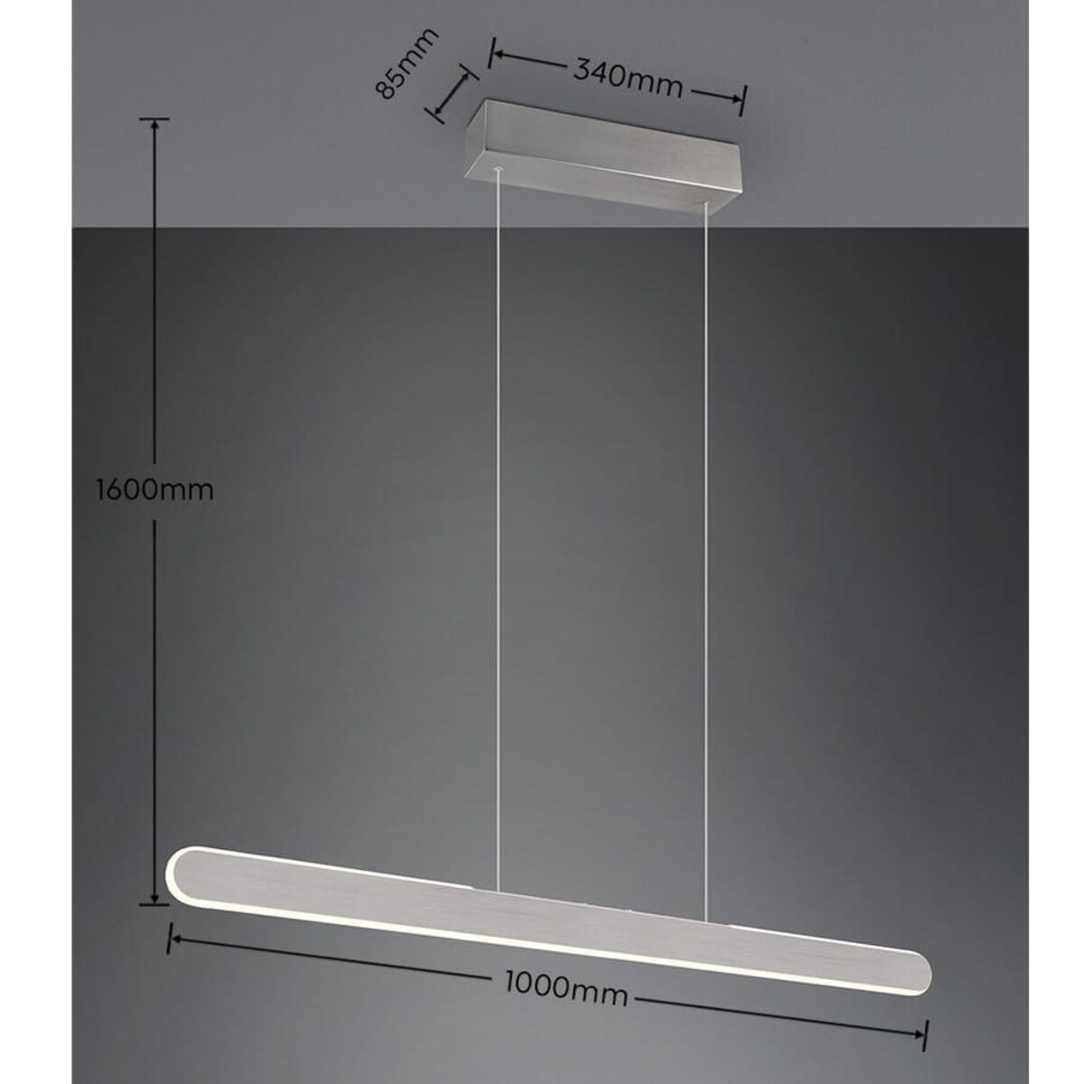 Lampa wisząca listwa Helios 343310105 Trio LED 28W 2700-6500K srebrna