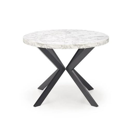 Stół okrągły rozkładany PERONI 100(250)x100 biały marmur/czarny