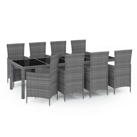 vidaXL 9-cz. zestaw mebli ogrodowych z poduszkami, rattan PE, szary
