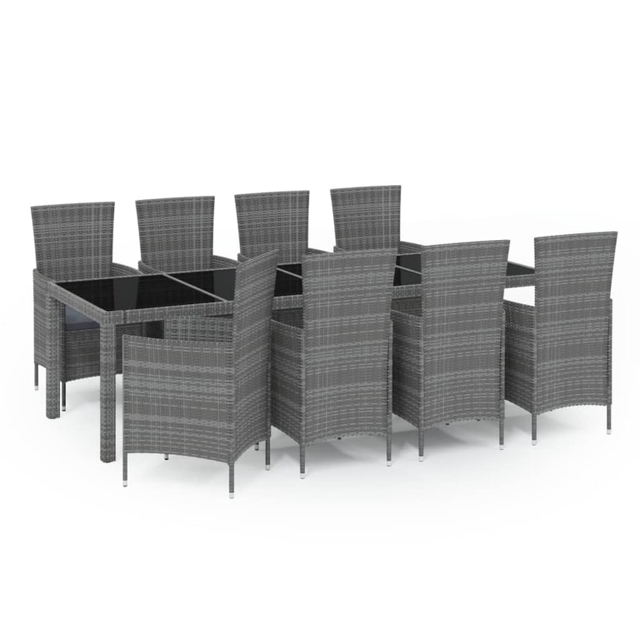 vidaXL 9-cz. zestaw mebli ogrodowych z poduszkami, rattan PE, szary
