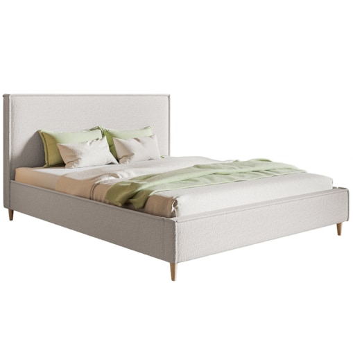 Łóżko tapicerowane 120x200 LUXO 8, tkanina boucle Catch Me 01 - mleczny