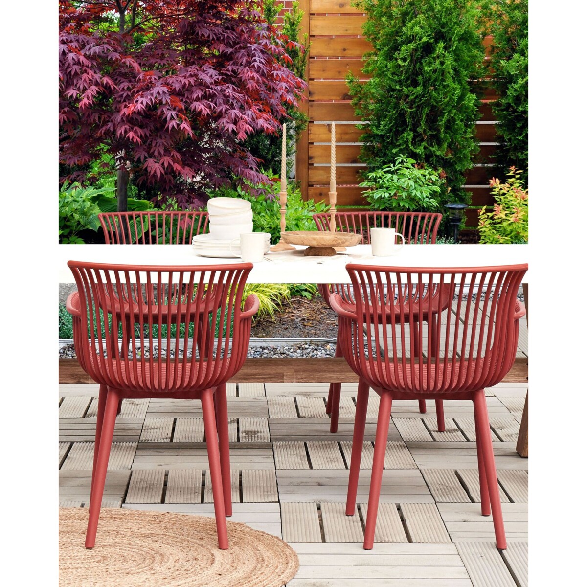 Zestaw 4 krzeseł do jadalni czerwony PESARO