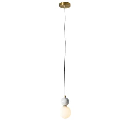 Lampa wisząca kula Bilo PL0137 Yaskr do salonu szkło marmur biała mosiądz