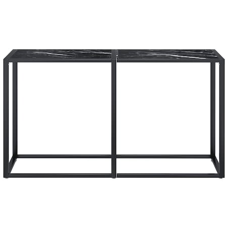 vidaXL Konsola, czarny marmur, 140x35x75,5 cm, szkło hartowane