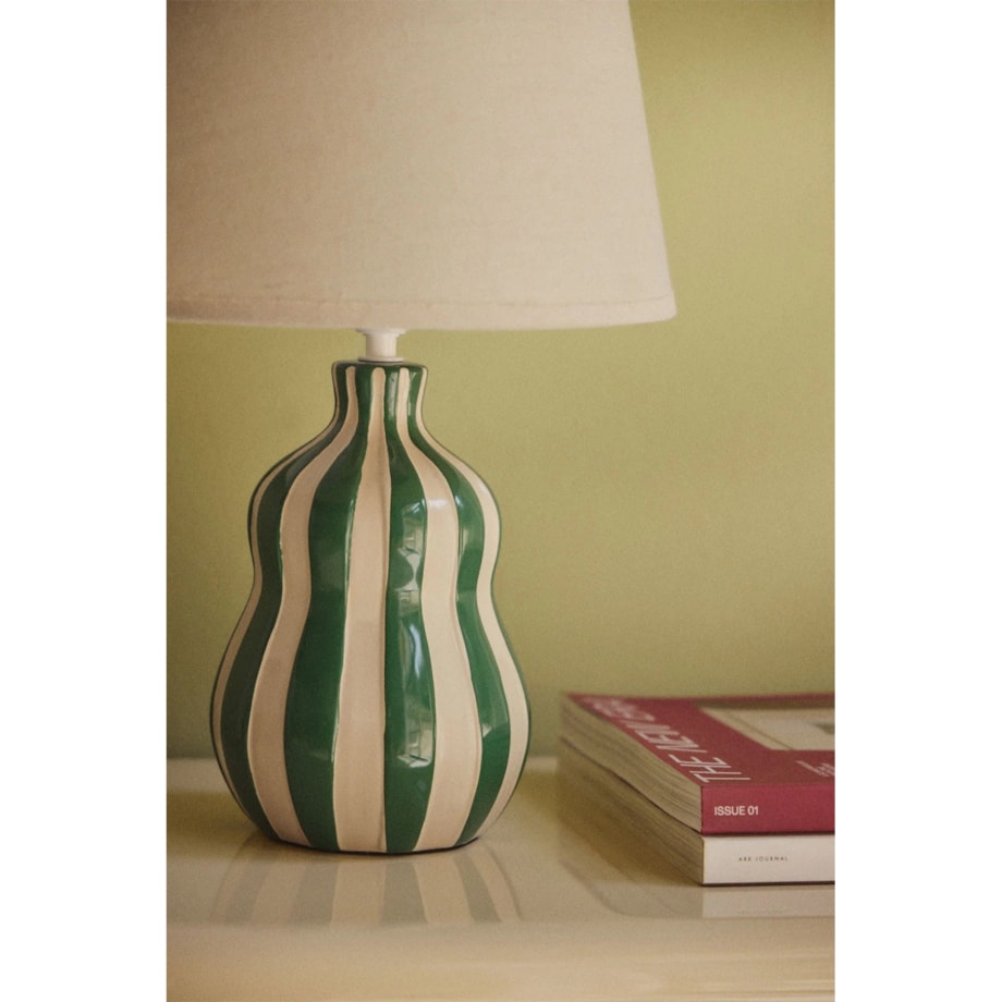Lampa stołowa Jolira ceramiczno-lniana 40 cm