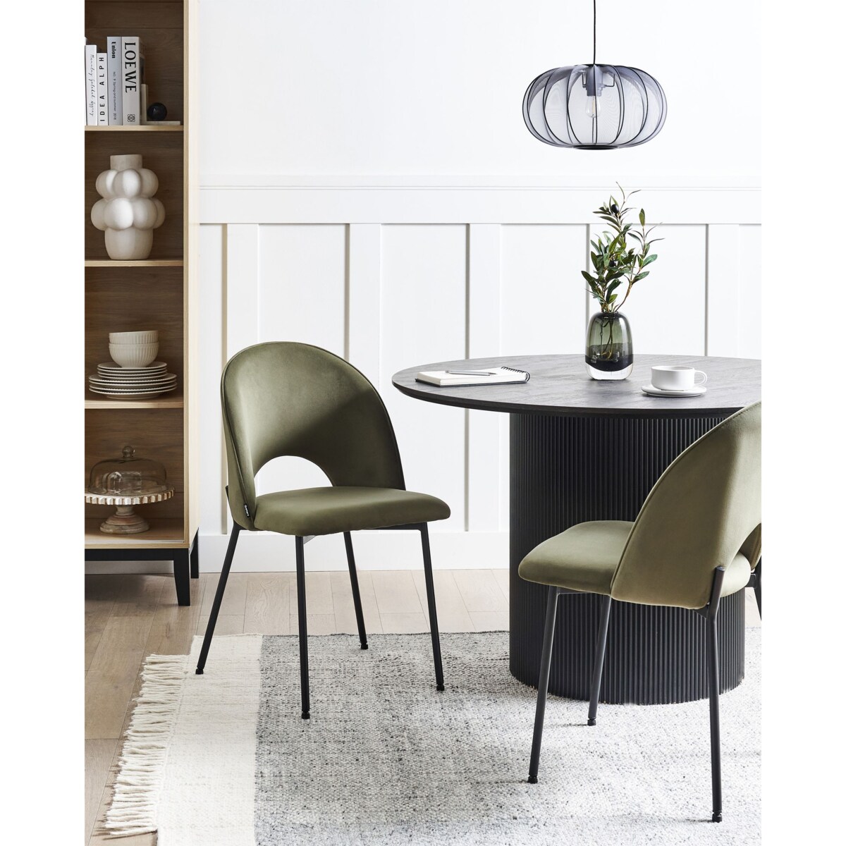 Krzesło do jadalni COVELO Welur Ciemnozielony