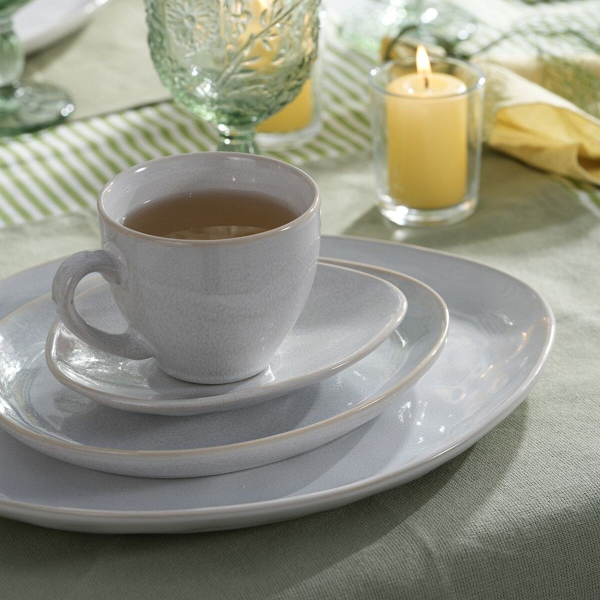 VILLA ITALIA Filiżanka do kawy ze spodkiem 220 ml kamionkowa NORDEN