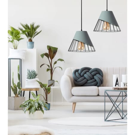 Lampa Sufitowa Wisząca Klosz Metal Szara Led Loft