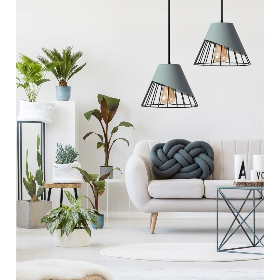 Lampa Sufitowa Wisząca Klosz Metal Szara Led Loft