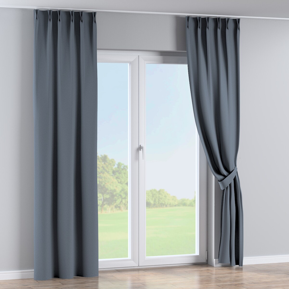 Zasłona na haczykach flex podwójnych 130x260 granatowy