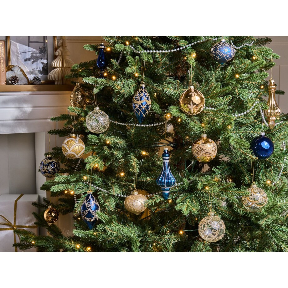 Zestaw 35 bombek ICEDROP Szkło Niebieski/ złoty