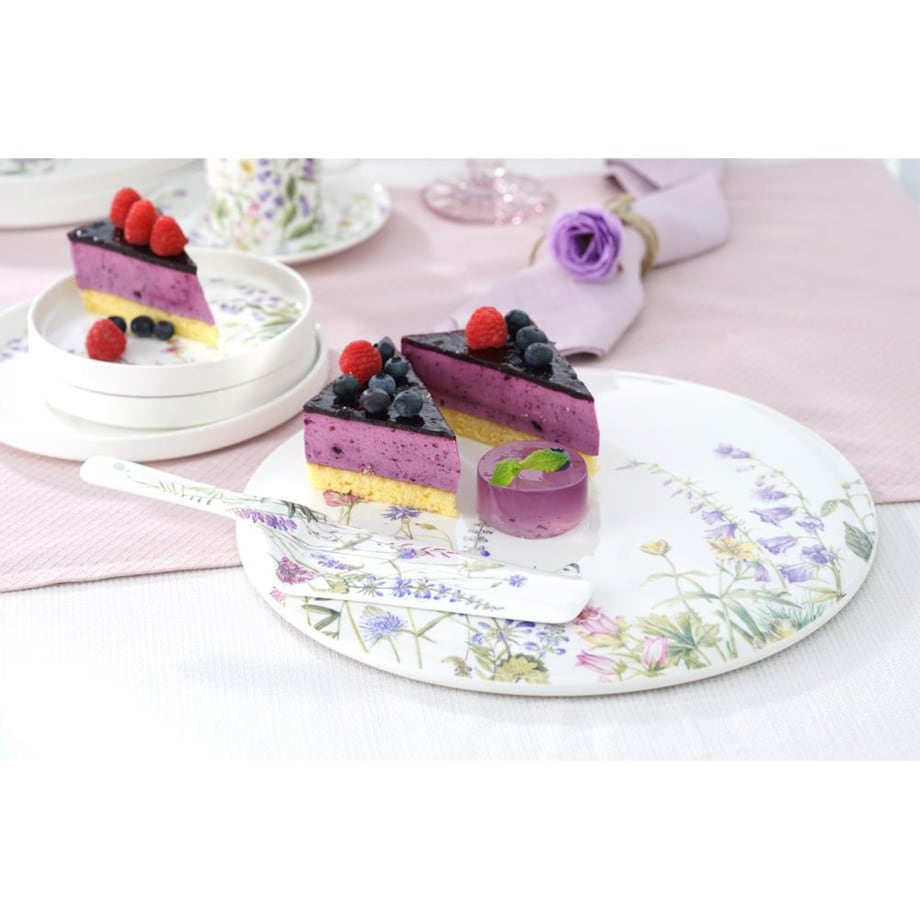VILLA ITALIA Talerz do ciasta porcelanowy Patera z łopatką 31 cm VIOLA