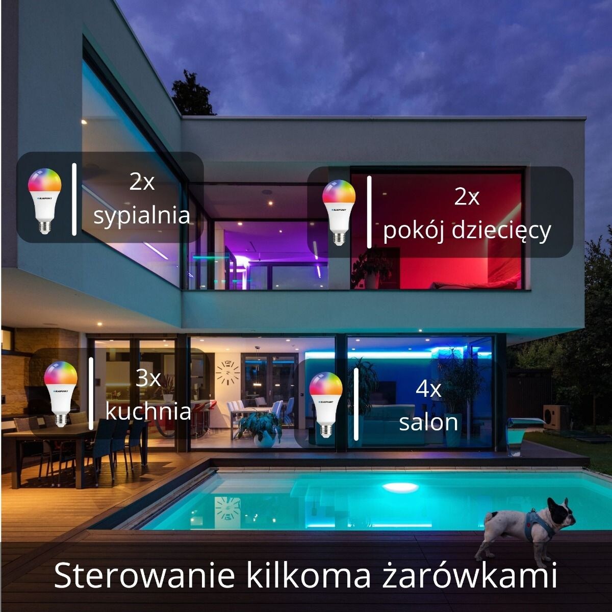 Żarówka E27-9W-SMART LED 9W 3000K-6500K kolorowa, Blaupunkt