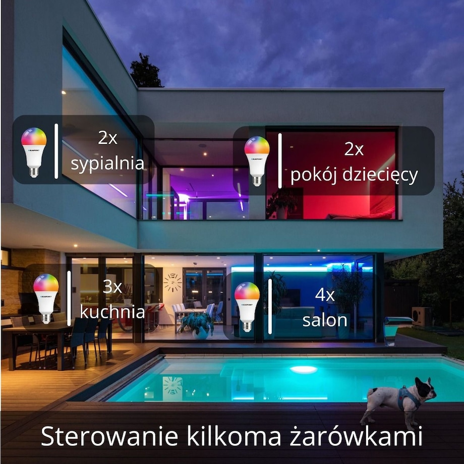 Żarówka E27-9W-SMART LED 9W 3000K-6500K kolorowa, Blaupunkt