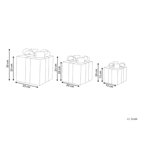 Zestaw 3 dekoracji świątecznych LED TISSO Prezenty świąteczne 20/25/30 cm Brązowy