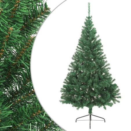 vidaXL Sztuczna choinka ze stojakiem, połówka, zielona, 210 cm, PVC