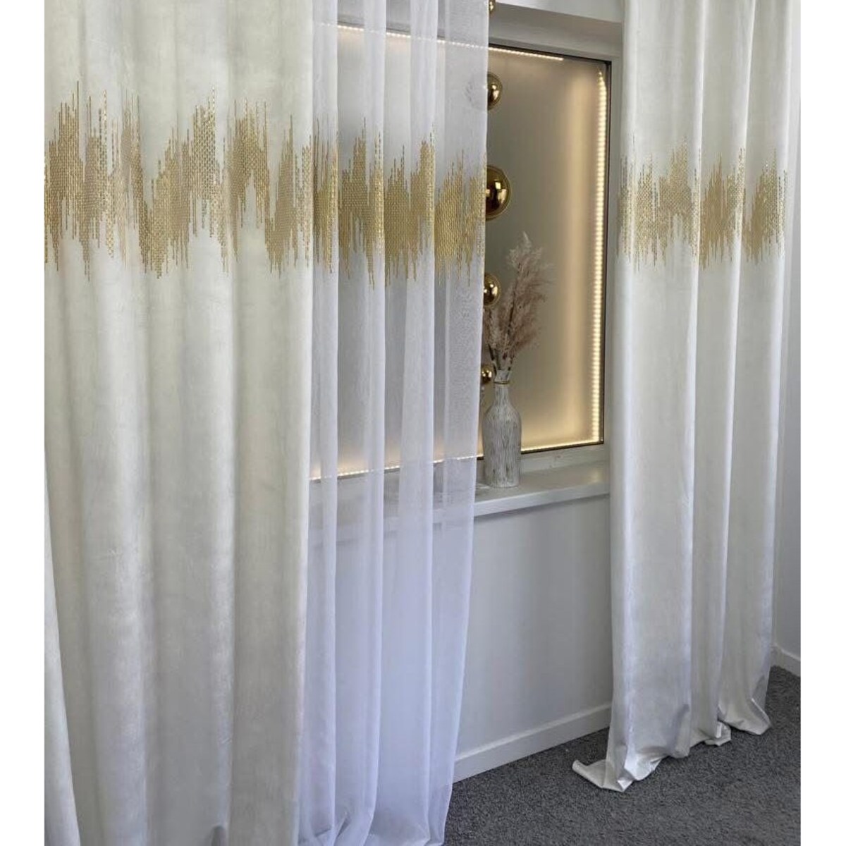 zasłona welurowa ecg gold 140x270 cm śmietanowa