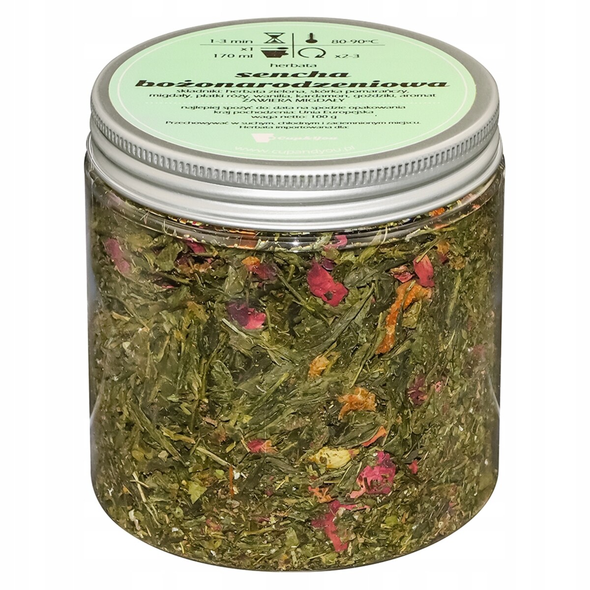 Herbata zielona SENCHA BOŻONARODZENIOWA smak typowo świątecznej mieszanki - herbata liściasta sypana mieszanka napar susz - gotowa na prezent upominek