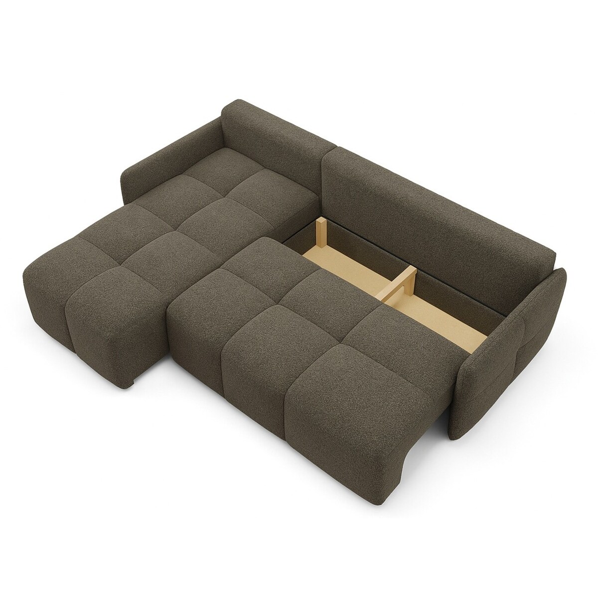 Narożnik MONO z funkcją spania i ozdobnymi poduszkami lewy, kolor taupe