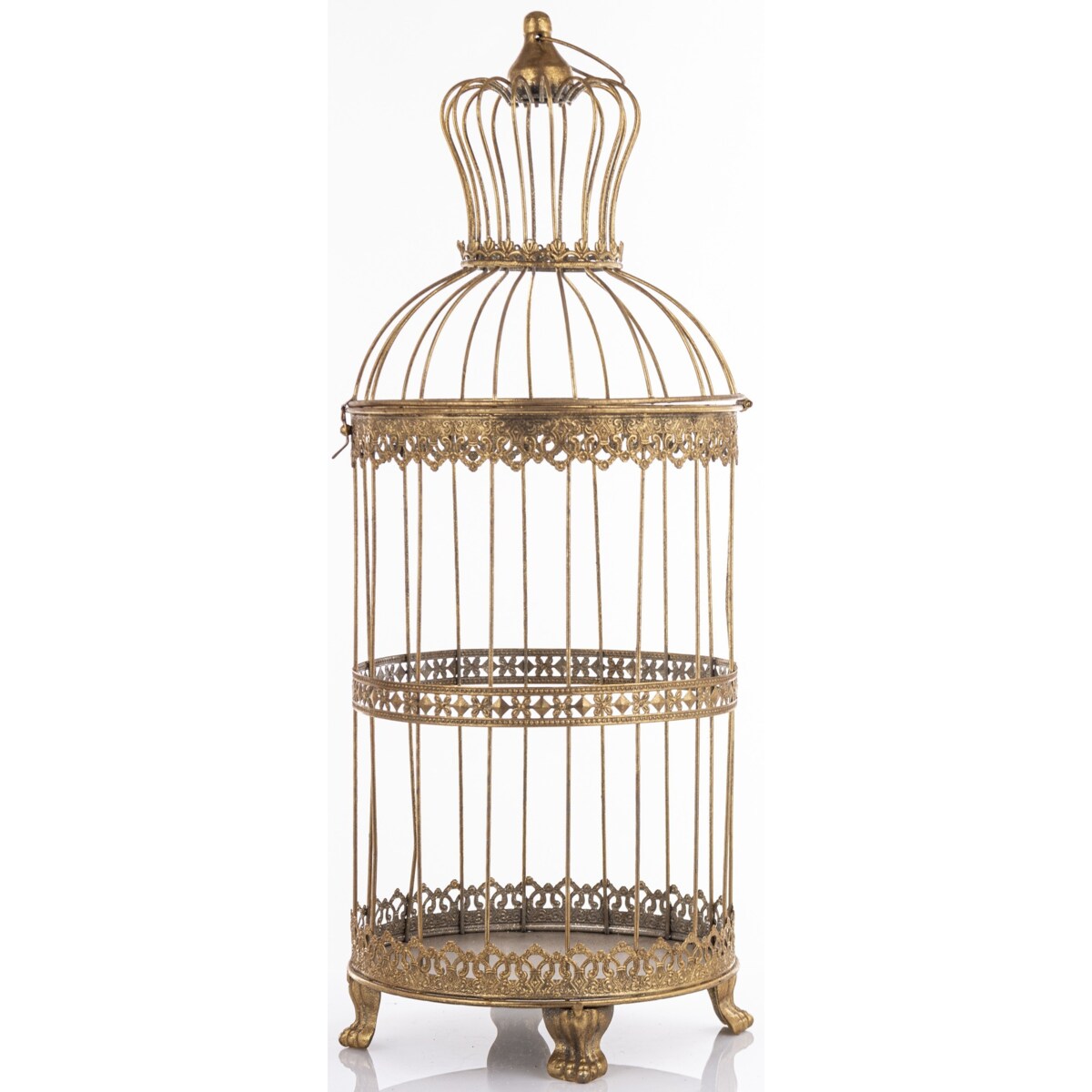 Klatki dekoracyjne metalowe 3 sztuki 47x19x19 i 53x23x23 i 72x26x26 cm złote