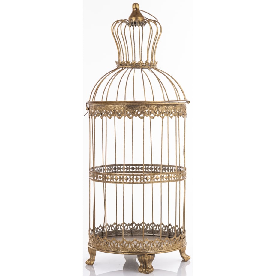 Klatki dekoracyjne metalowe 3 sztuki 47x19x19 i 53x23x23 i 72x26x26 cm złote