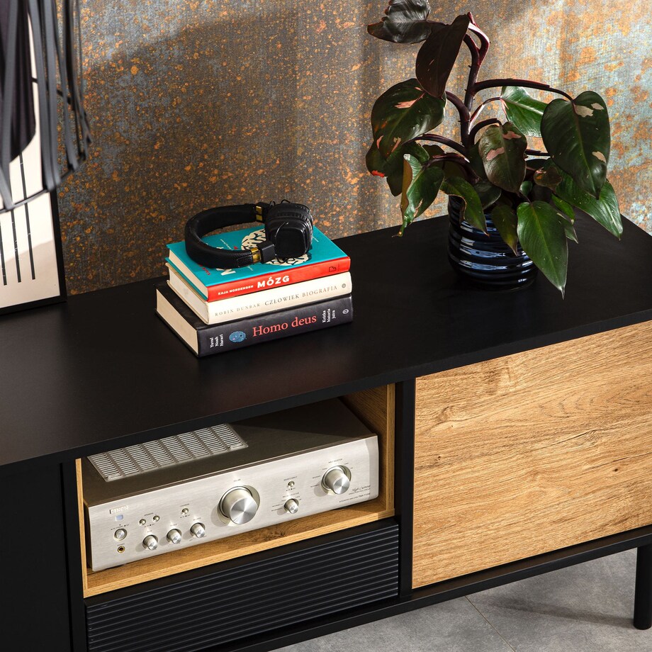 KONSIMO LOFTY Szafka RTV w stylu loft z półkami