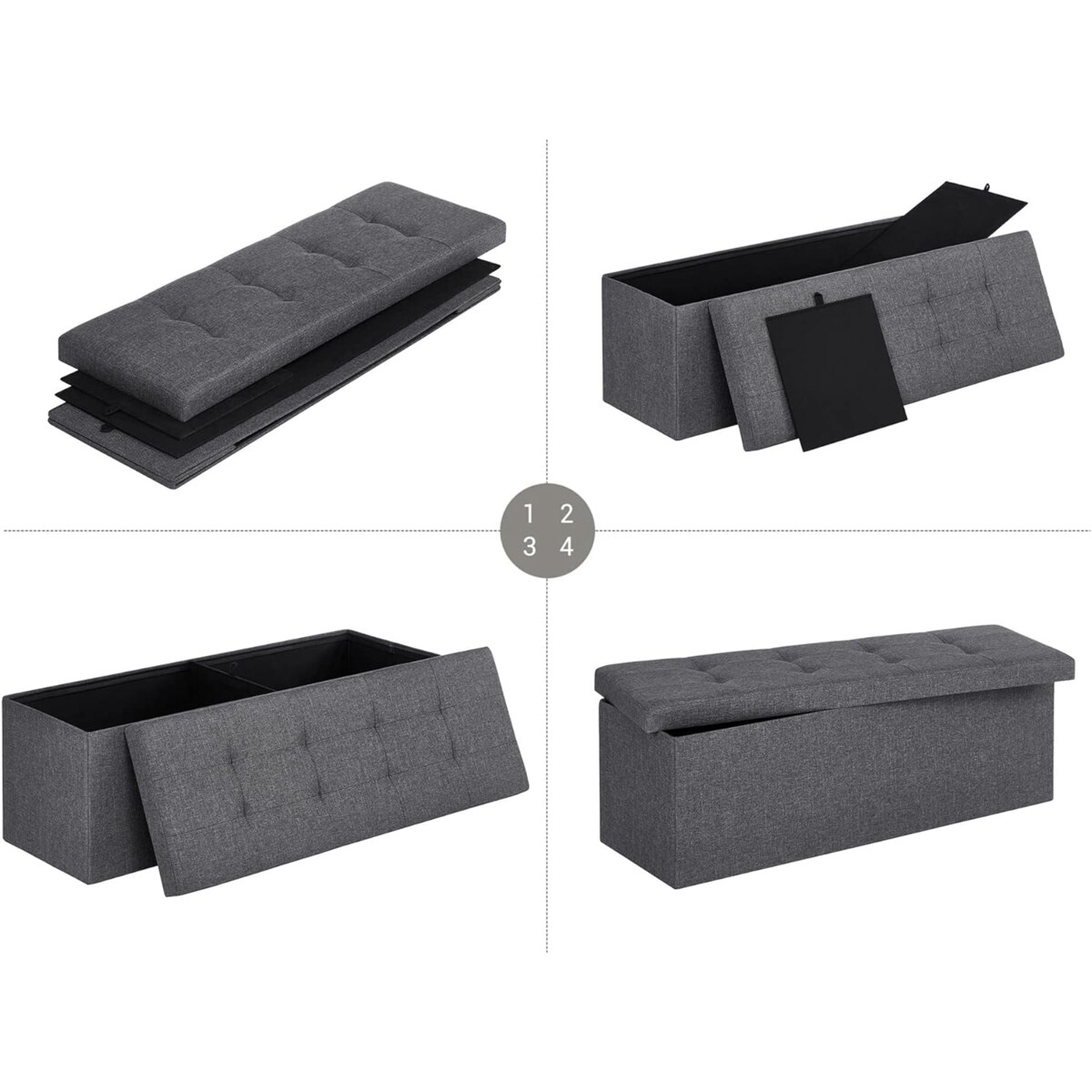 Pufa Organizer Pojemna 110X38X38 Cm Ciemnoszary