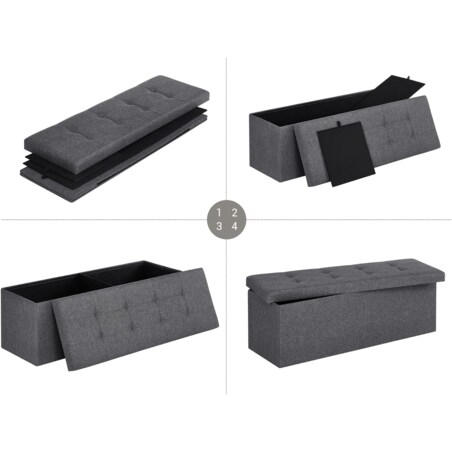 Pufa Organizer Pojemna 110X38X38 Cm Ciemnoszary