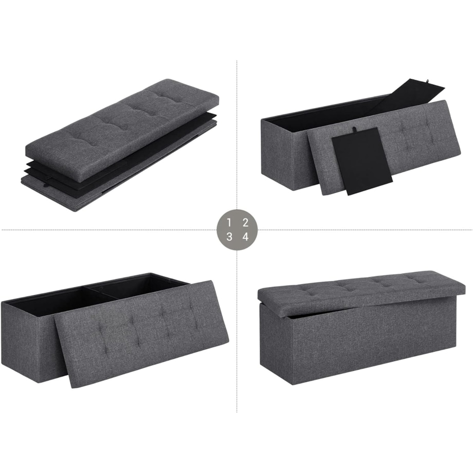Pufa Organizer Pojemna 110X38X38 Cm Ciemnoszary