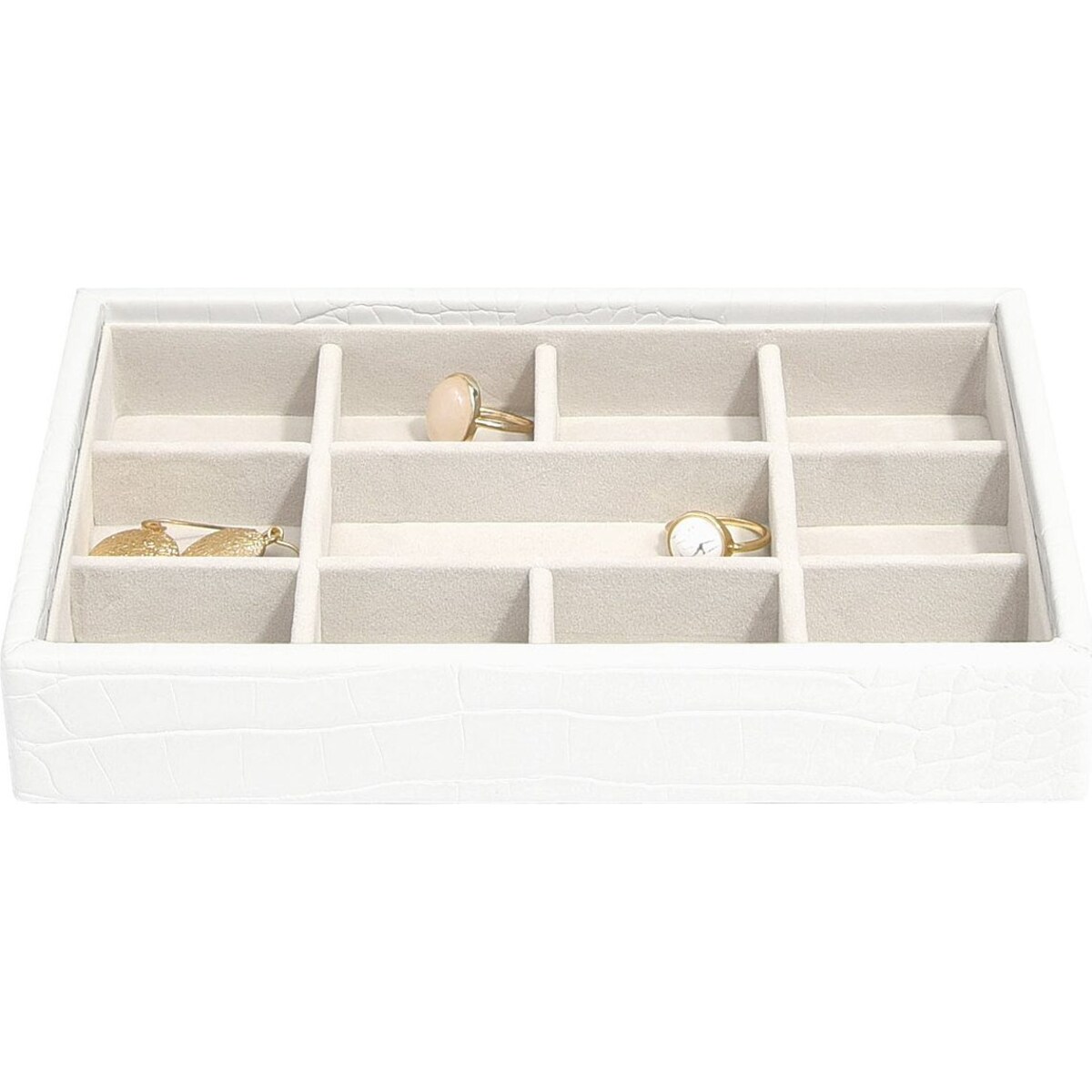Szkatułka na biżuterię Stackers Croc 11 komorowa mini biała