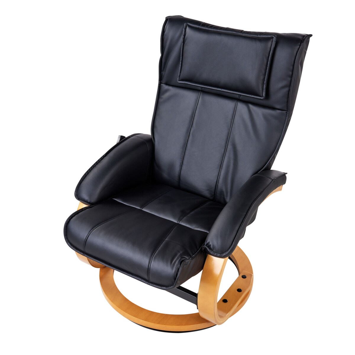 Fotel z masażem MAJESTIC Z podnóżkiem Ekoskóra Czarny