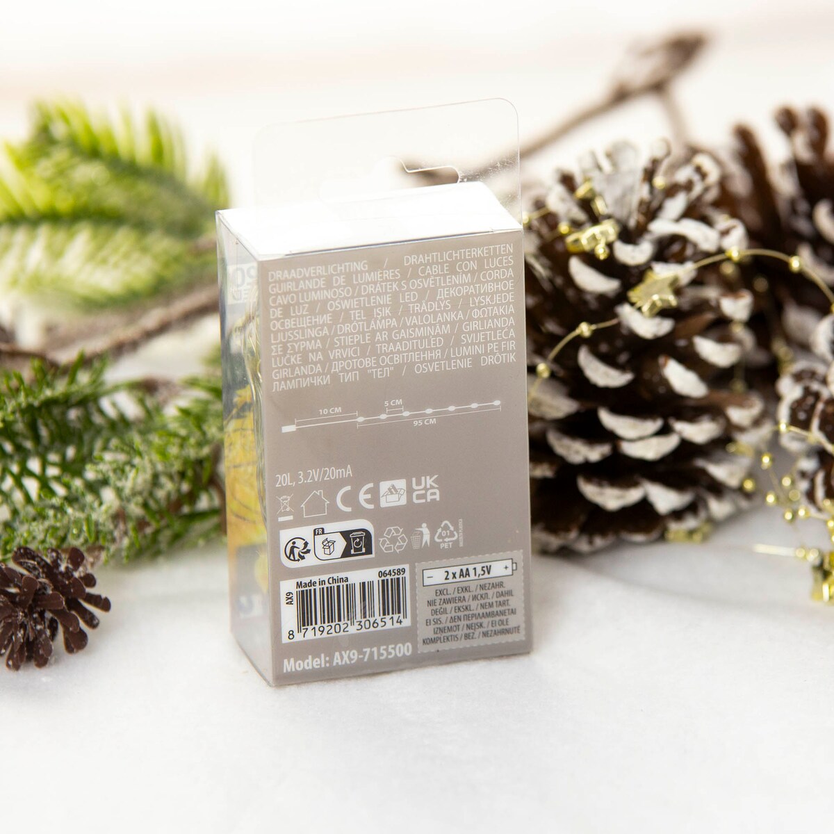 Lampki Druciki 20 Led Na Baterie Boże Narodzenie Ciepły Biały 95 Cm Serca