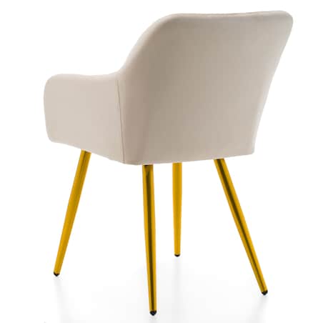 Krzesło tapicerowane TODI welur do salonu jadalni pikowane beżowe złote nogi