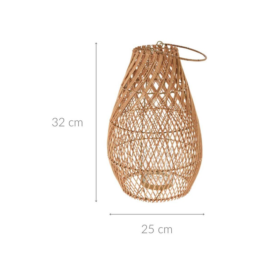 Lampion naturalny, rattanowy ze szklanym wkładem, 25 x 32 cm