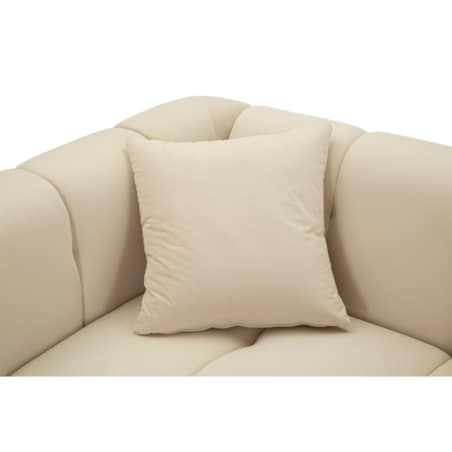 Sofa Alma, kolor kremowy i złoty, poliester, drewno eukaliptusowe, drewno sosnowe, sklejka i metal, 81 x 155 x 71 cm, do salonu, Mauro Ferretti