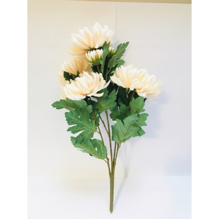 BUKIET DUŻY chryzantemy sztuczne kremowe LIŚCIE do flakonu na cmentarz grób