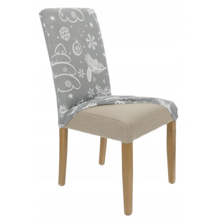 Pokrowiec Na Krzesło Szary Świąteczne Wzory Elastyczny