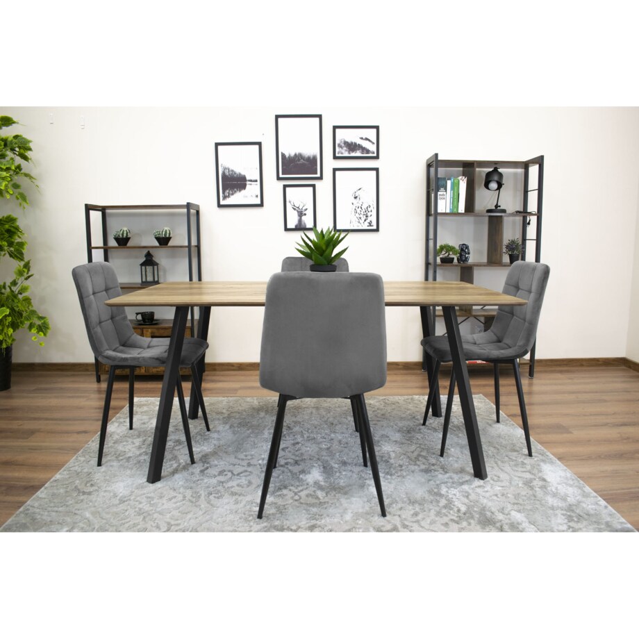 Krzesło Do Jadalni Kuchni Salonu Kara - Ciemny Szary Aksamit X 4