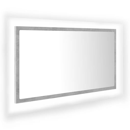 vidaXL Lustro łazienkowe LED, szarość betonu, 80x8,5x37 cm, akryl