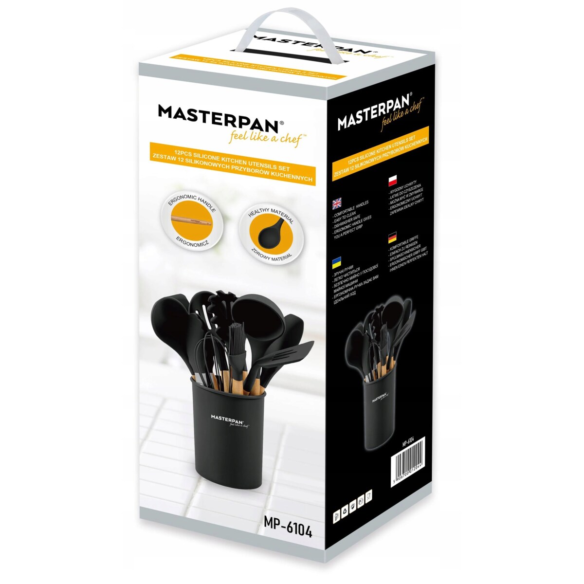 Zestaw Przyborów Kuchennych 12 El. Komplet Łyżka Trzepaczka Szczypce Stojak BPA Free